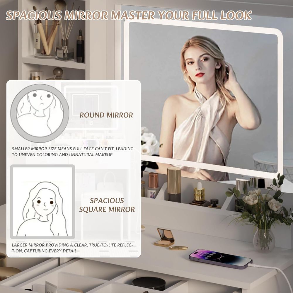 Juego de mesa de tocador, toca - Beauty Makeup Vanity Set reseña y precio