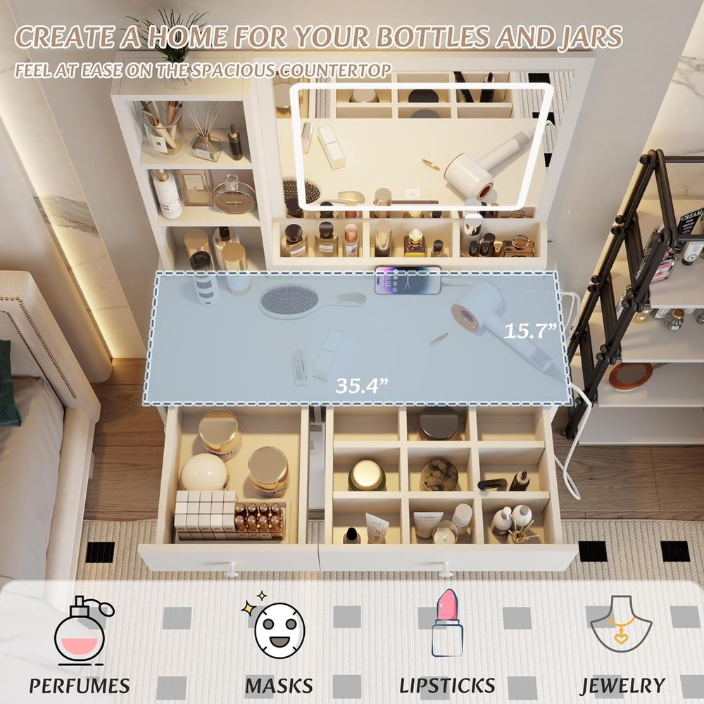 Juego de mesa de tocador, toca - Beauty Makeup Vanity Set reseña y precio
