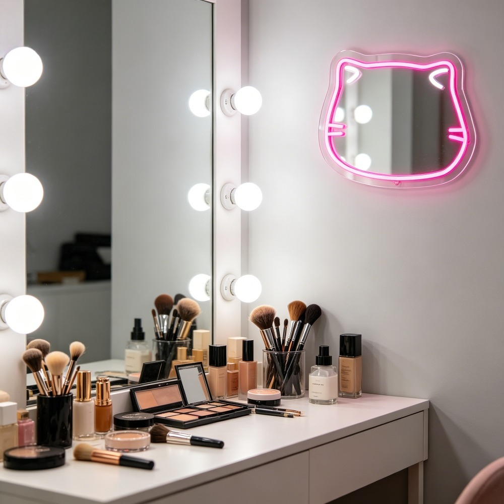 Linda Lámpara de Neón con Form - Beauty Makeup Girl Photo reseña y precio